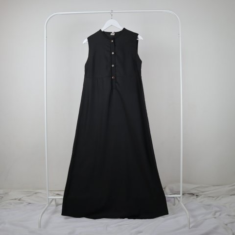 Inner Dress Tanpa Lengan Katun Rayon HITAM