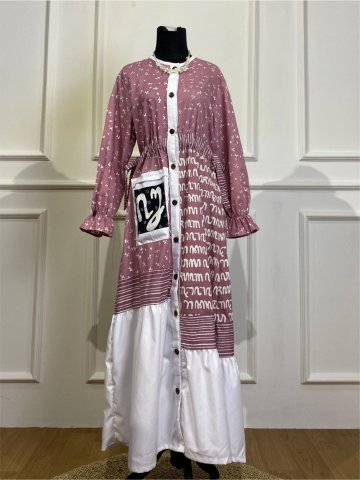 HARAMAIN BATIK DRESS PINK (TANPA ZIPPER )