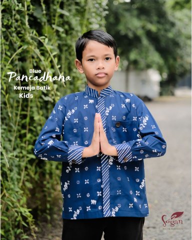 Pancadhana Kemeja Blue Lengan Pendek