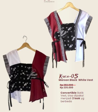 Kuca Batik Vest Merah Hitam